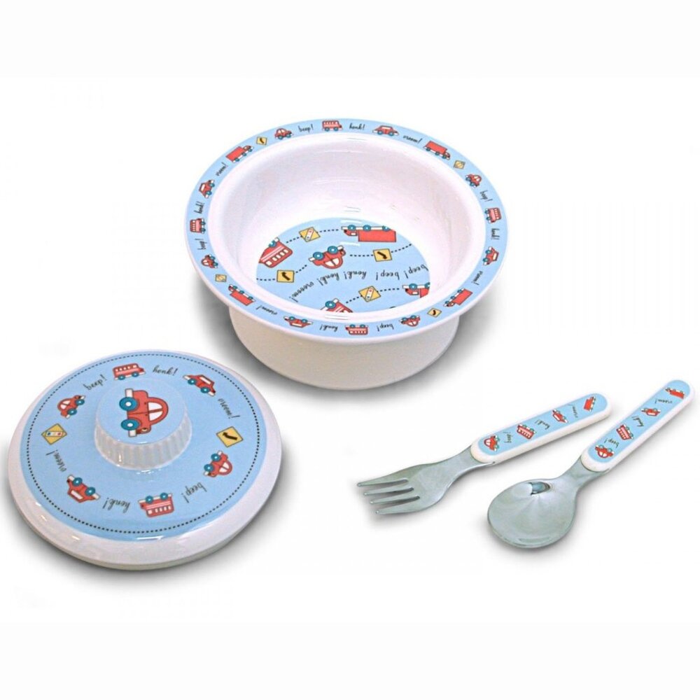 NWT Sugarbooger Covered Suction Bowl Set Cars Vroom